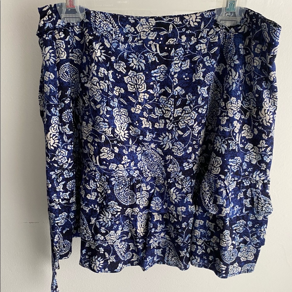 Blue ruffle tie skirt